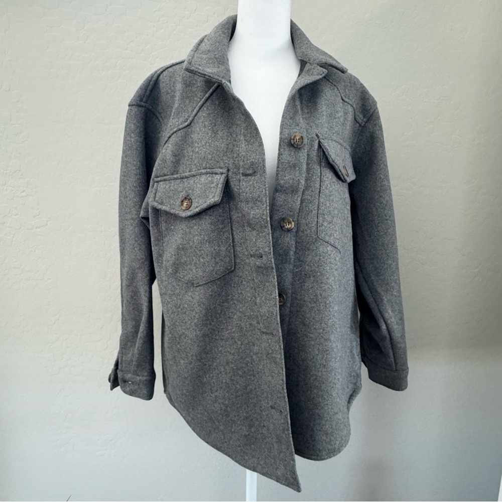 Love Tree Charcoal Grey Shirt Jacket